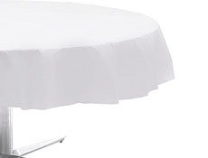 White Round Plastic Tablecover