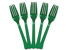 Green Premium Plastic Forks