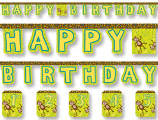 Monkey Jointed Birthday Banner