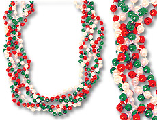 Red White & Green Twist Beads