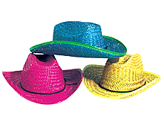 Assorted Straw Neon Cowboy Hats
