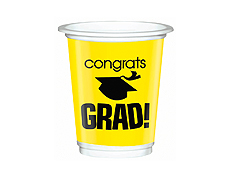 Yellow Graduation 12oz. Plastic Cups