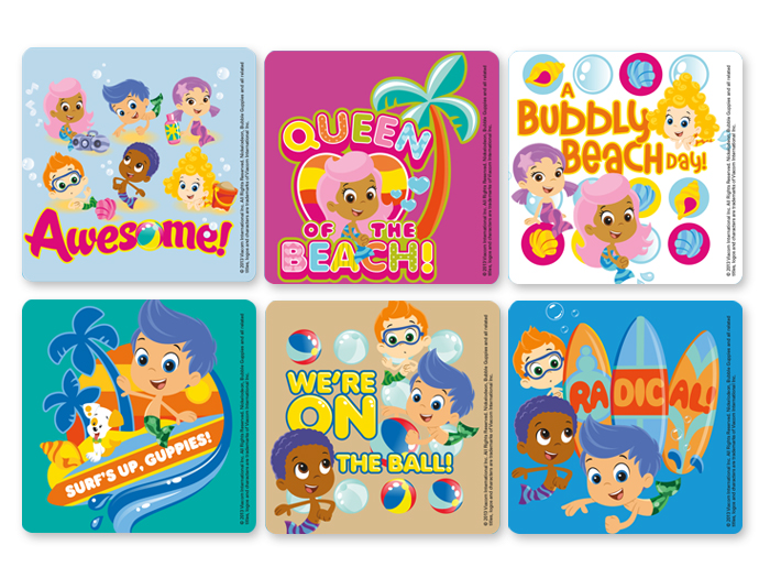 ROLL OF 100 BUBBLE GUPPIES Stickers Bulk Party Favors 